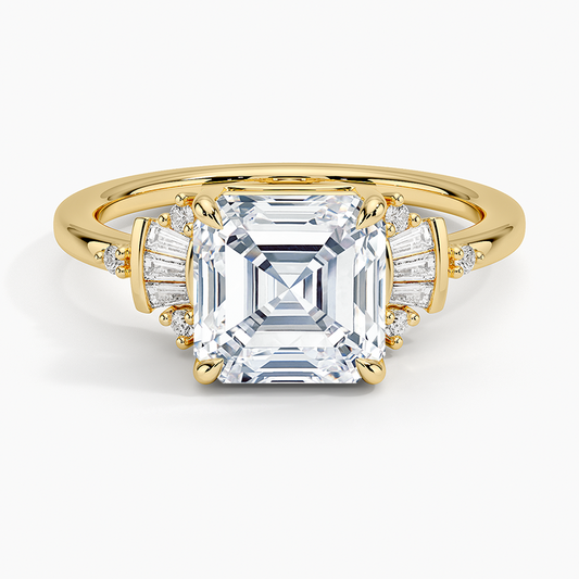Daphne Art Deco Ring (1/8 ct. tw.) - Asscher Cut Center Stone