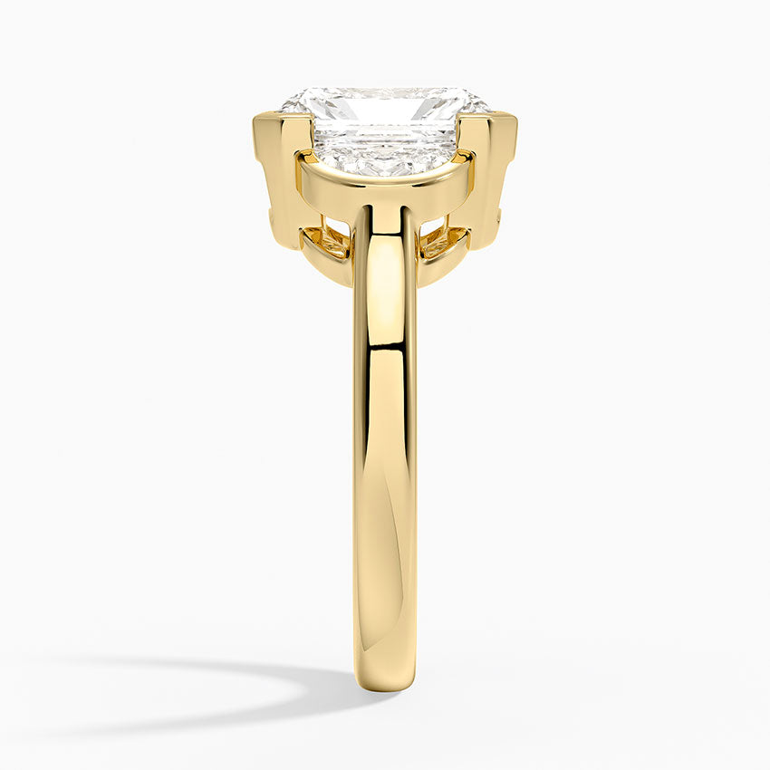 Half Moon Three Stone Bezel Diamond Ring (1/2 ct. tw.) - Radiant Cut Center Stone