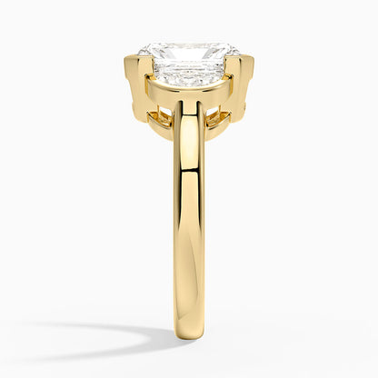 Half Moon Three Stone Bezel Diamond Ring (1/2 ct. tw.) - Radiant Cut Center Stone