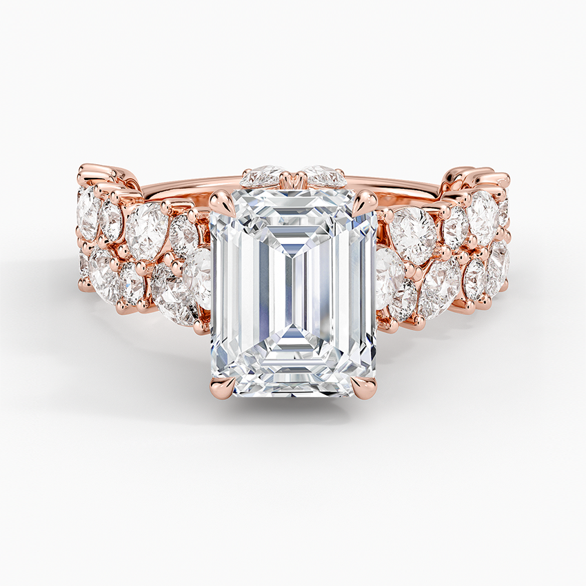Olivetta Double Row Diamond Ring (2 1/2 ct. tw.) - Emerald Cut Center Stone
