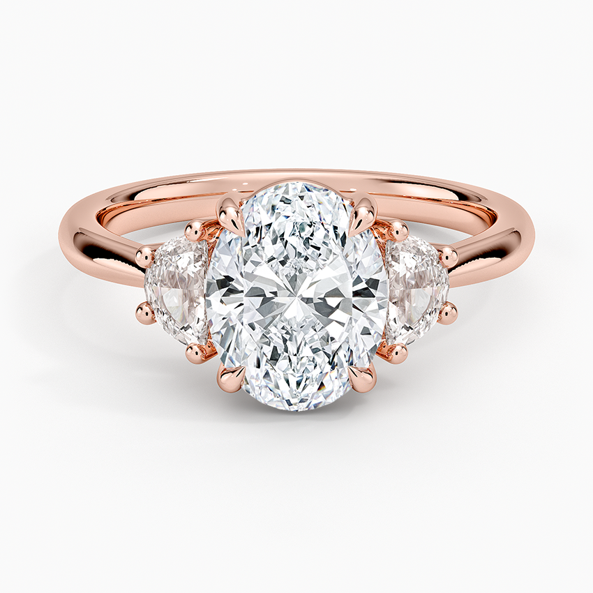 Half Moon Three Stone Diamond Ring (1/4 ct. tw.) - Oval Center Stone