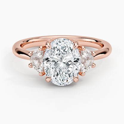 Half Moon Three Stone Diamond Ring (1/4 ct. tw.) - Oval Center Stone