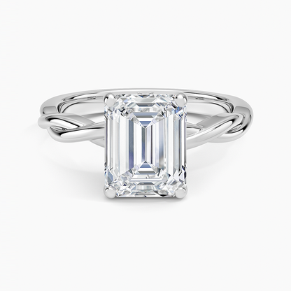 Twisted Vine Solitaire Ring - Emerald Cut Center Stone