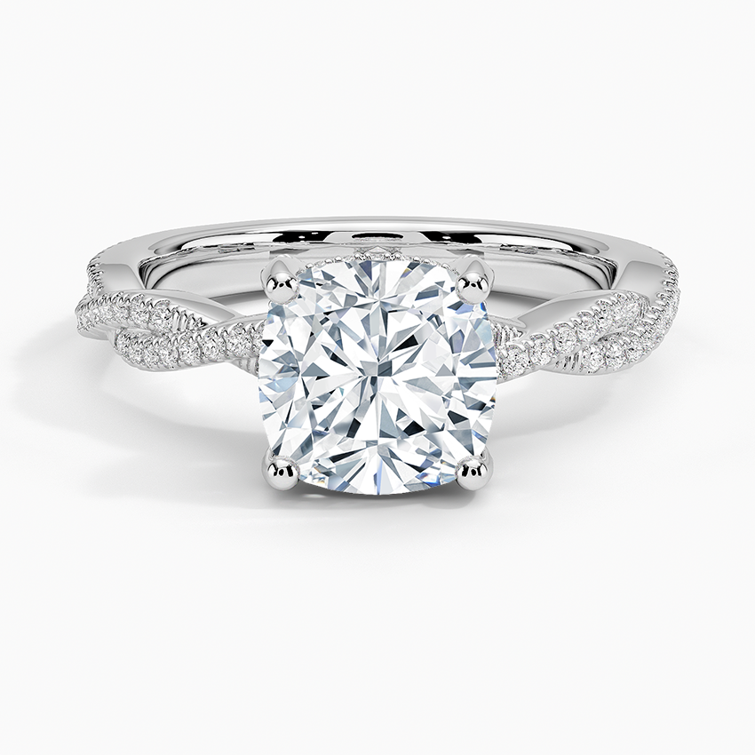 Adorned Luxe Petite Twisted Vine Diamond Ring - Cushion Cut Center Stone