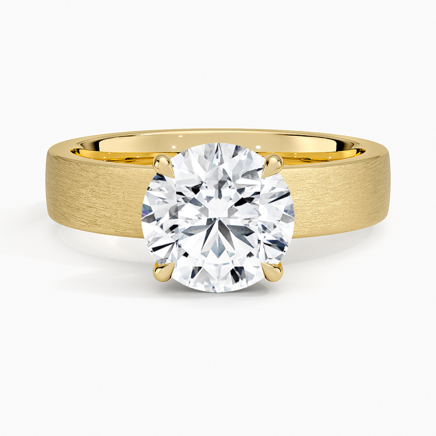 Peyton 4mm Satin Finish Solitaire Ring - Round Cut Center Stone