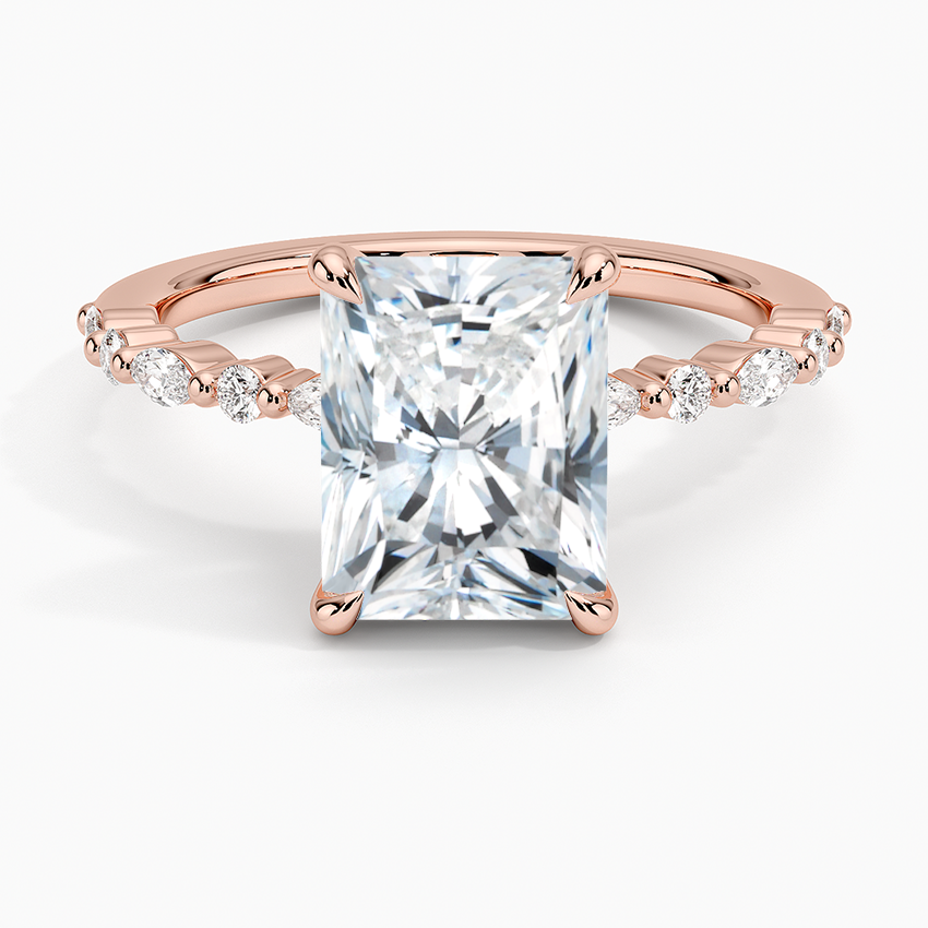 Delicate Versailles Diamond Ring - Radiant Cut Center Stone