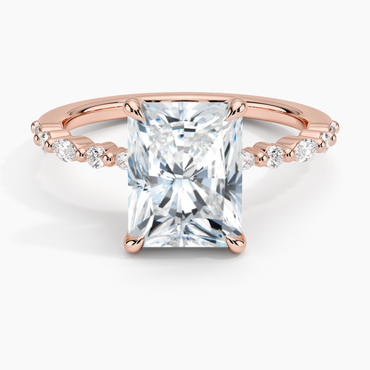 Delicate Versailles Diamond Ring - Radiant Cut Center Stone