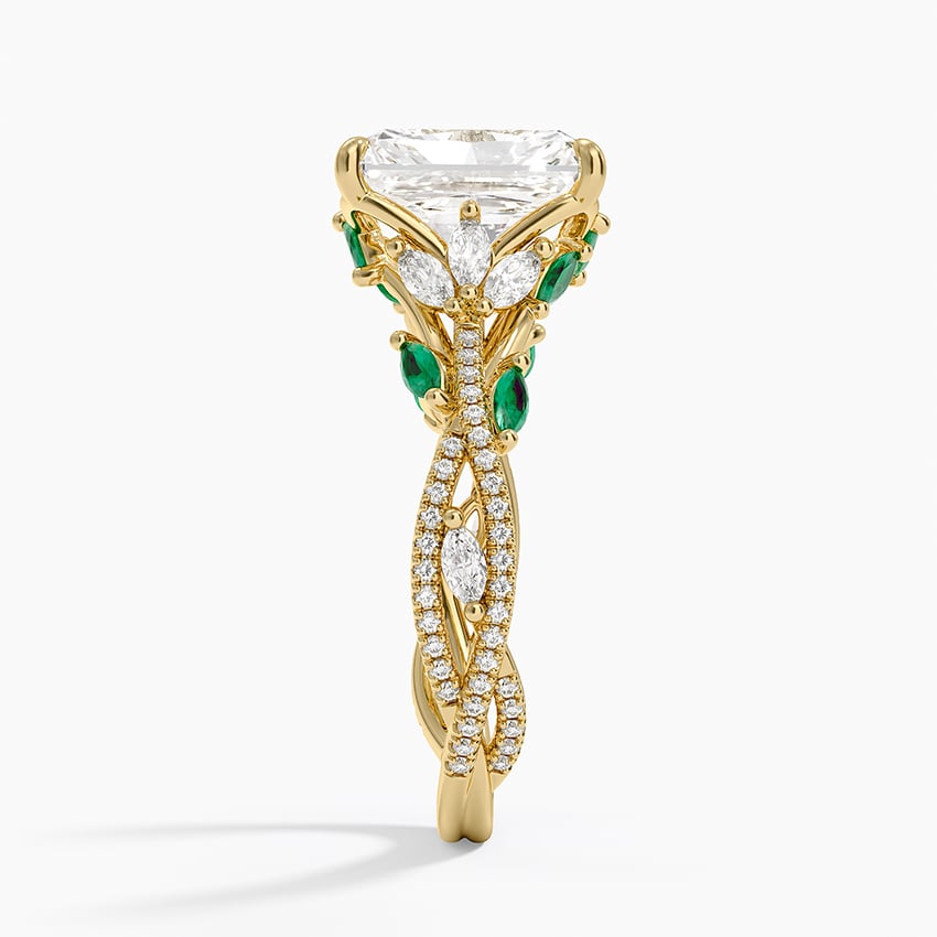 Luxe Secret Garden Lab Emerald and Diamond Ring - Radiant Cut Center Stone