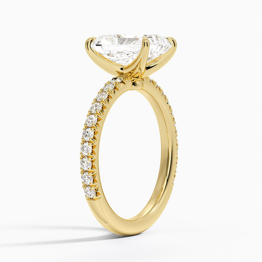 Amelie Three-Quarter Coverage Diamond Ring - Radiant Cut Center Stone