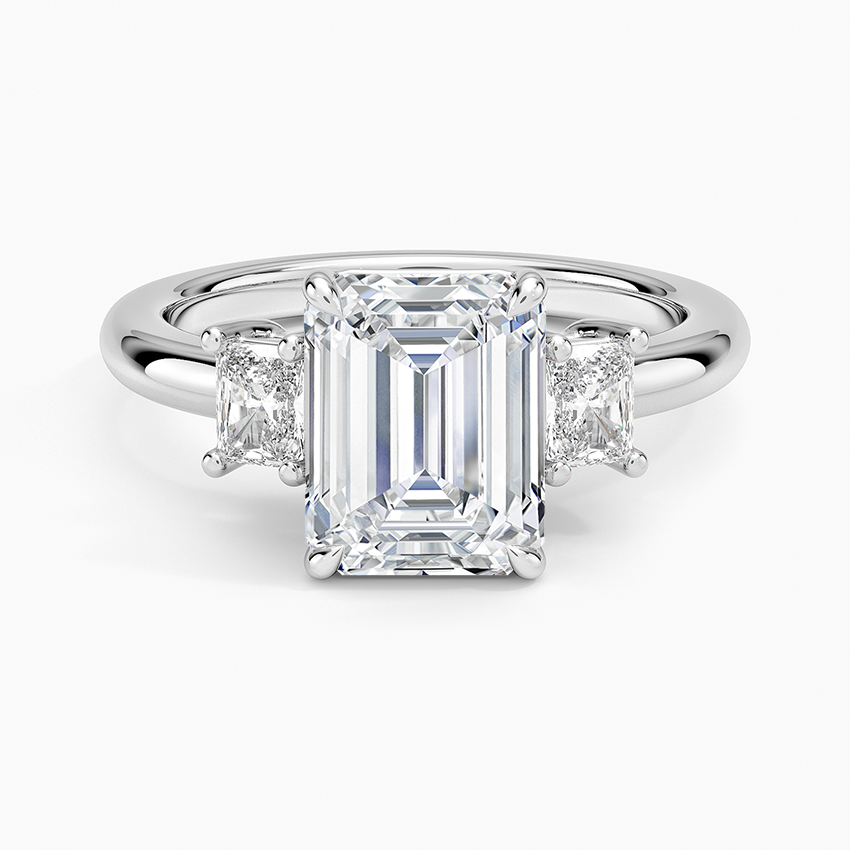 Helena Radiant-Cut Three Stone Diamond Ring (3/8 ct. tw.) - Emerald Cut Center Stone