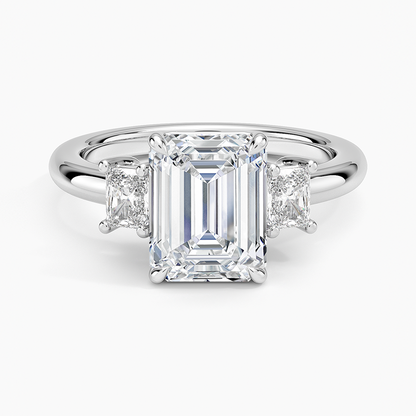 Helena Radiant-Cut Three Stone Diamond Ring (3/8 ct. tw.) - Emerald Cut Center Stone