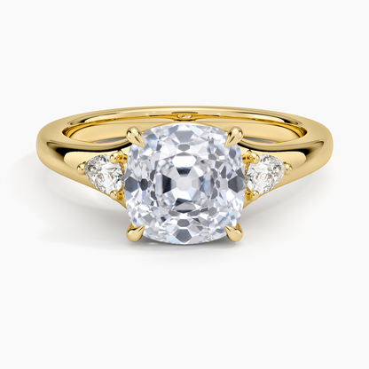 Aria Three Stone Signet Diamond Ring (1/4 ct. tw.) - Old Mine Cut Center Stone