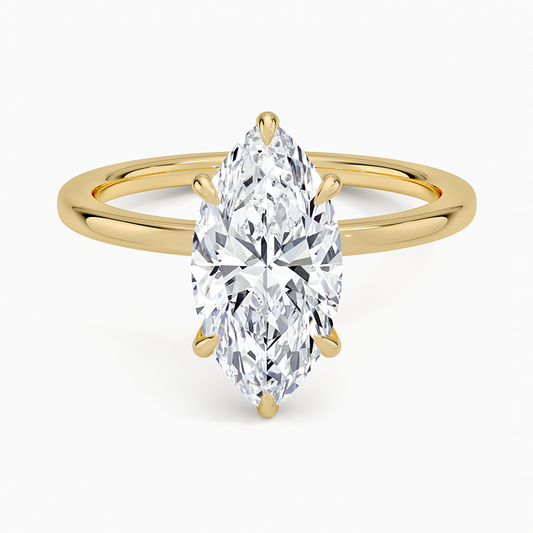Secret Halo 1.5mm Diamond Ring - Marquise Center Stone
