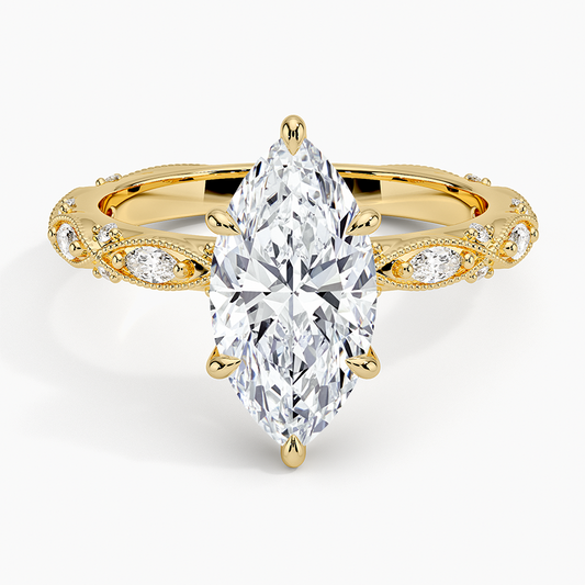 Celestia Milgrain Diamond Ring (1/4 ct. tw.) - Marquise Center Stone