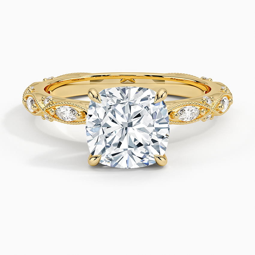 Celestia Milgrain Diamond Ring (1/4 ct. tw.) - Cushion Cut Center Stone
