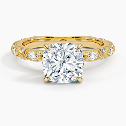 Celestia Milgrain Diamond Ring (1/4 ct. tw.) - Cushion Cut Center Stone