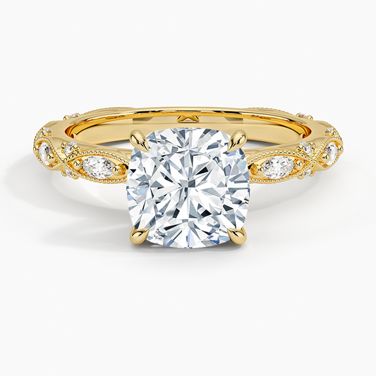 Celestia Milgrain Diamond Ring (1/4 ct. tw.) - Cushion Cut Center Stone