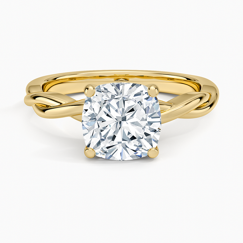 Twisted Vine Solitaire Ring - Cushion Cut Center Stone