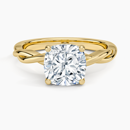 Twisted Vine Solitaire Ring - Cushion Cut Center Stone
