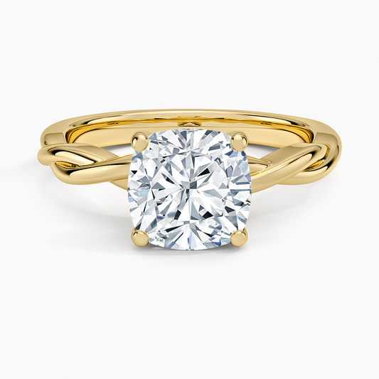 Twisted Vine Solitaire Ring - Cushion Cut Center Stone