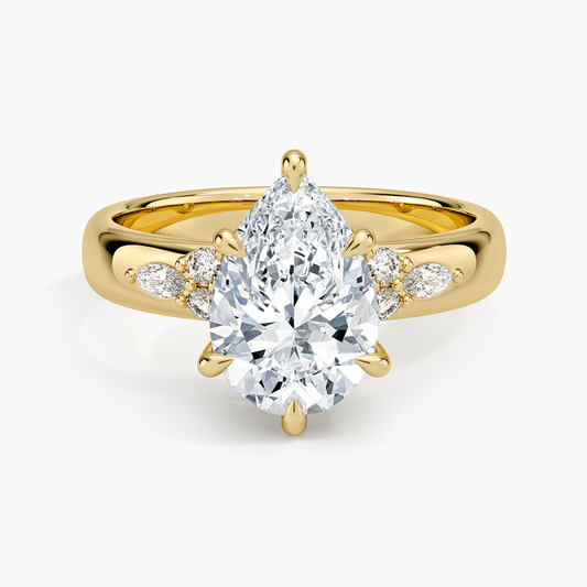 Mosaic Nadia Diamond Ring - Pear Cut Center Stone