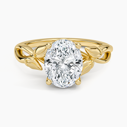Budding Willow Solitaire Ring - Oval Center Stone