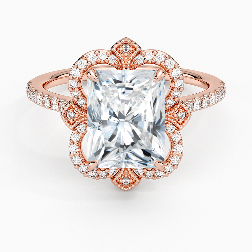 Reina Halo Diamond Ring - Radiant Cut Center Stone