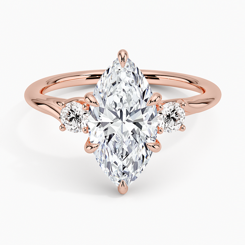 Delilah Three Stone Diamond Ring - Marquise Center Stone