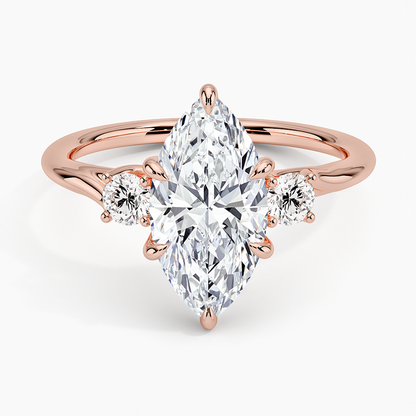 Delilah Three Stone Diamond Ring - Marquise Center Stone