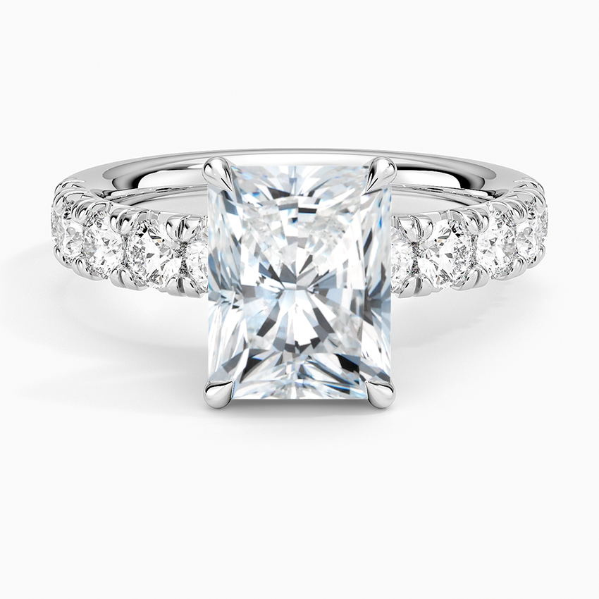 Ellora Half Coverage Diamond Ring - Radiant Cut Center Stone