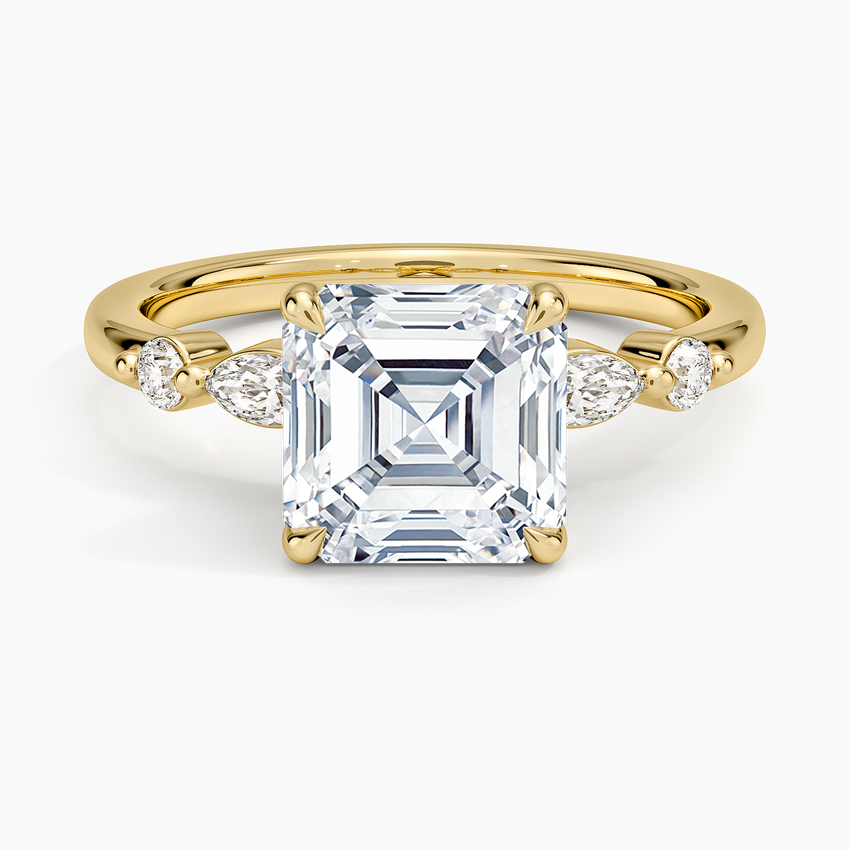 Versailles One-Quarter Coverage Diamond Ring - Asscher Cut Center Stone