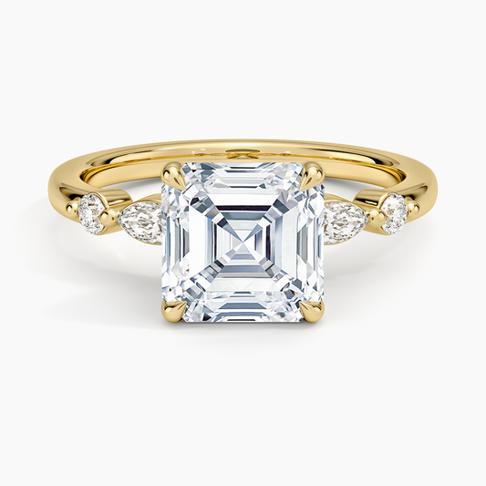 Versailles One-Quarter Coverage Diamond Ring - Asscher Cut Center Stone