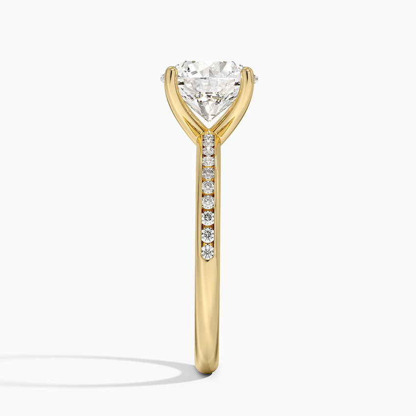 Tabitha Channel Set Diamond Ring - Round Cut Center Stone