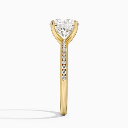 Tabitha Channel Set Diamond Ring - Round Cut Center Stone