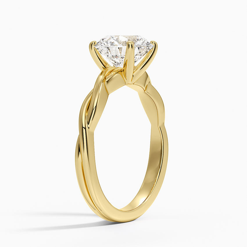 Twisted Vine Solitaire Ring - Round Center Stone