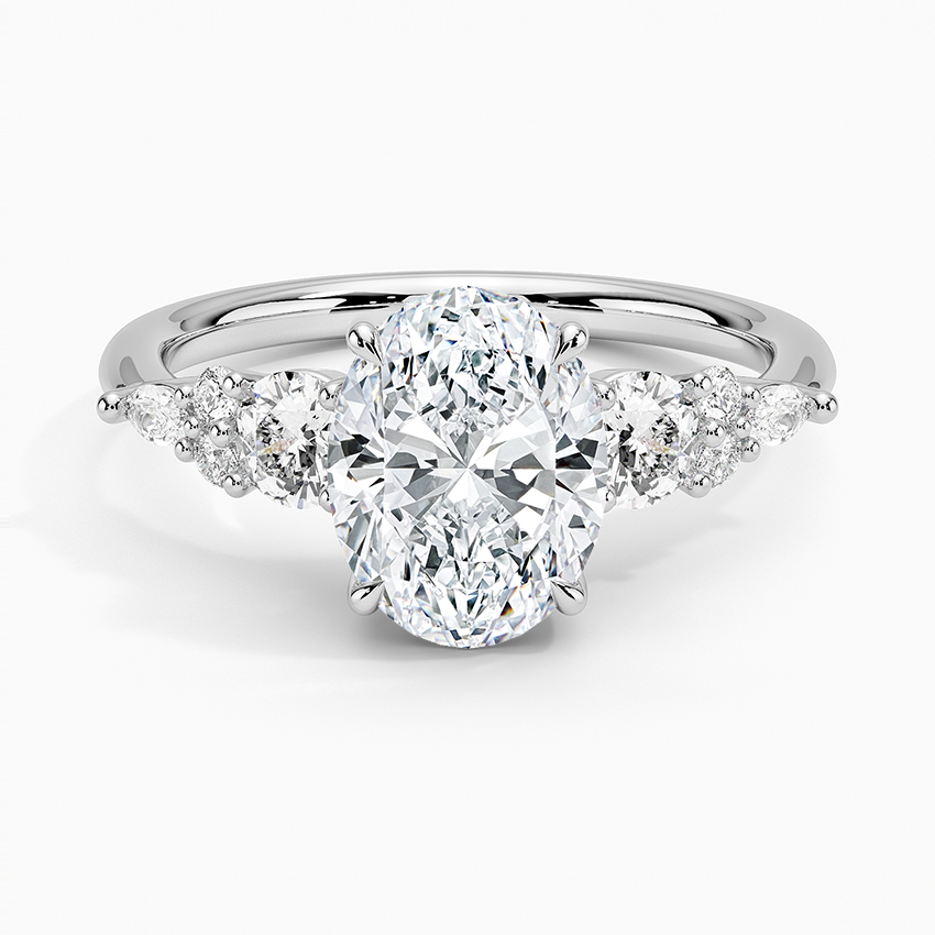Nadia Three Stone Diamond Ring - Oval Center Stone