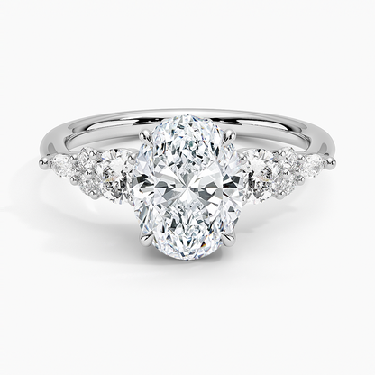 Nadia Three Stone Diamond Ring - Oval Center Stone