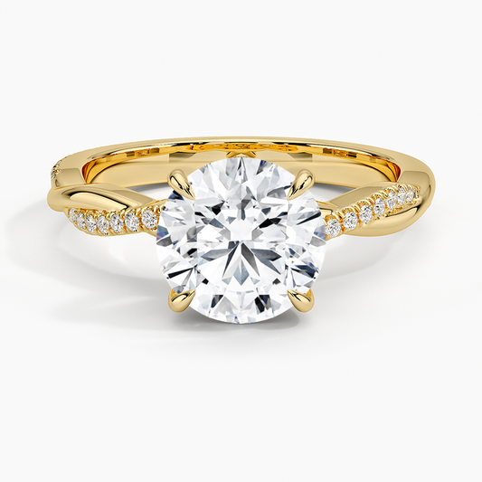 Petite Twisted Vine Diamond Ring (1/8 ct. tw.) - Round Center Stone