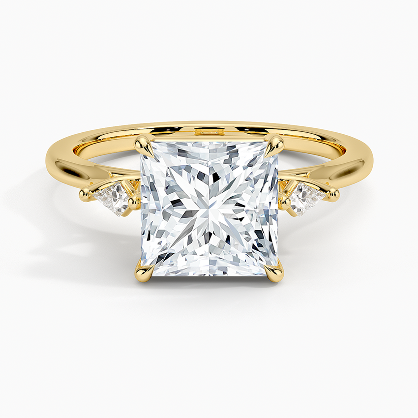Petite Cometa Perfect Fit Three Stone Diamond Ring - Princess Cut Center Stone