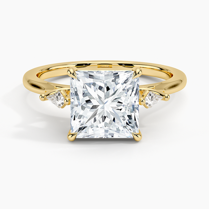 Petite Cometa Perfect Fit Three Stone Diamond Ring - Princess Cut Center Stone