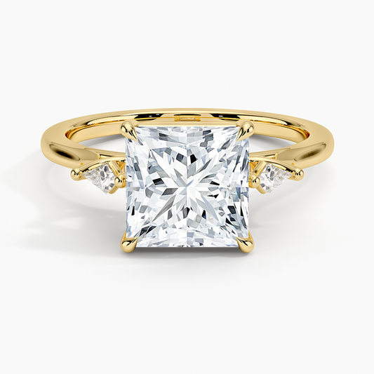 Petite Cometa Perfect Fit Three Stone Diamond Ring - Princess Cut Center Stone