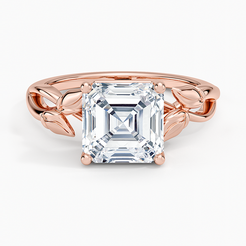 Budding Willow Solitaire Ring - Asscher Cut Center Stone