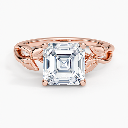 Budding Willow Solitaire Ring - Asscher Cut Center Stone