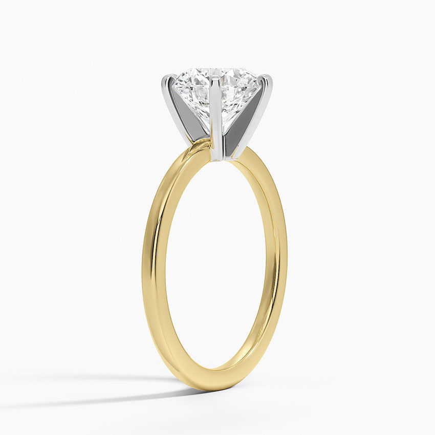 Six-Prong Petite Comfort Fit 1.5mm Solitaire Ring - Round Center Stone