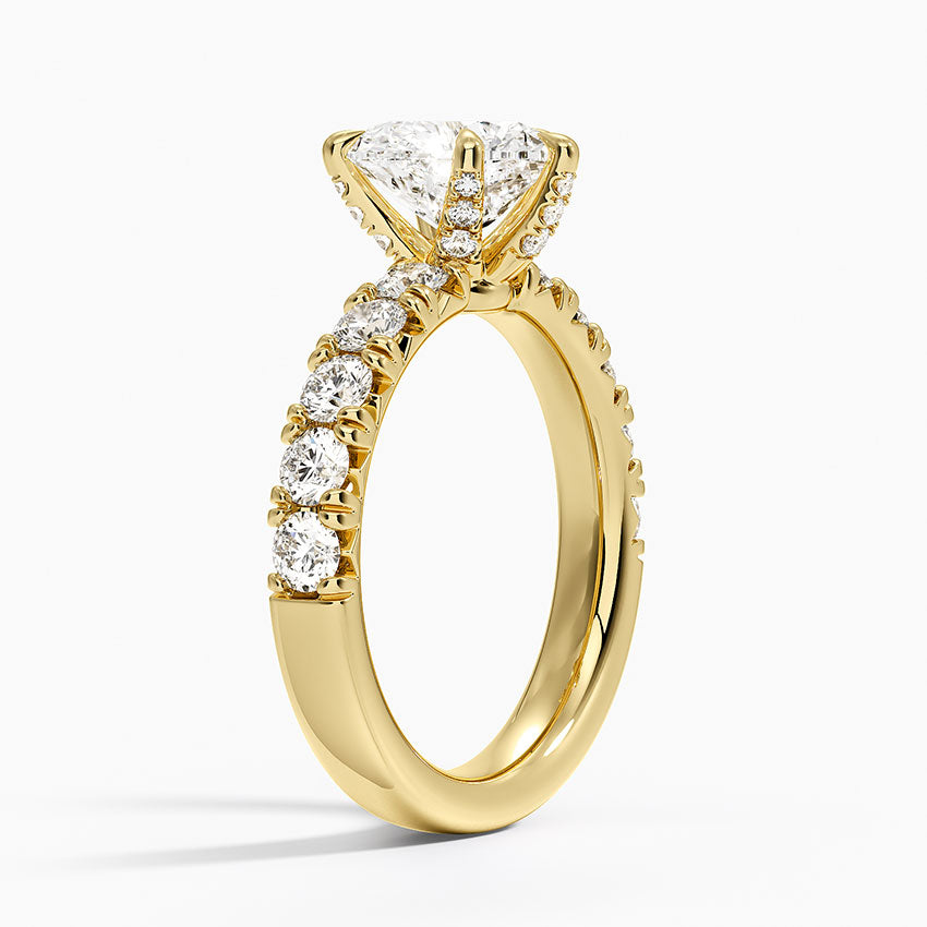 Ellora Half Coverage Diamond Ring - Heart Center Stone