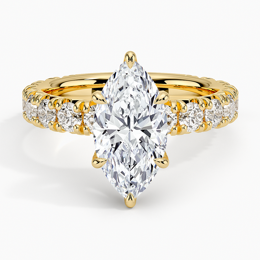 Ellora Three-Quarter Coverage Diamond Ring - Marquise Center Stone