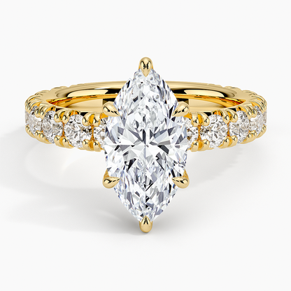 Ellora Three-Quarter Coverage Diamond Ring - Marquise Center Stone