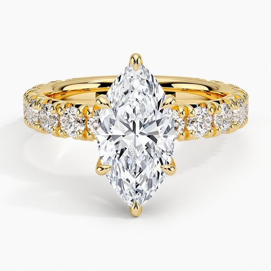 Ellora Three-Quarter Coverage Diamond Ring - Marquise Center Stone
