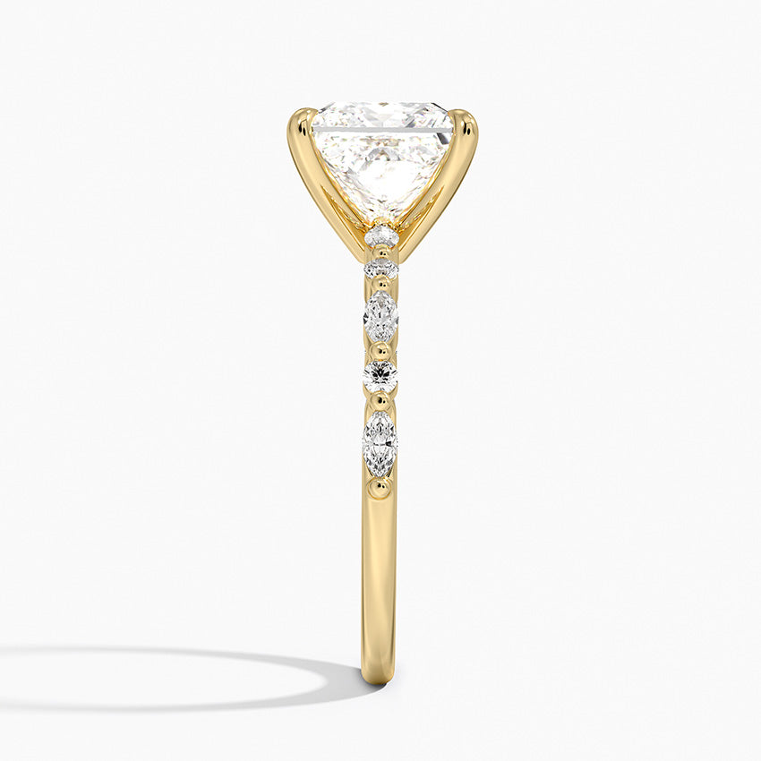Delicate Versailles Diamond Ring - Princess Cut Center Stone