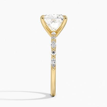 Delicate Versailles Diamond Ring - Princess Cut Center Stone